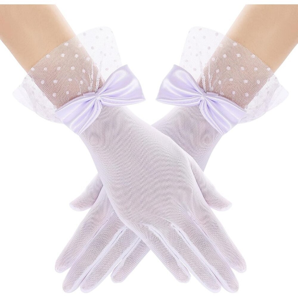 Women's Bow Gloves White Short Lace Evening Wedding Accessories Party Prom